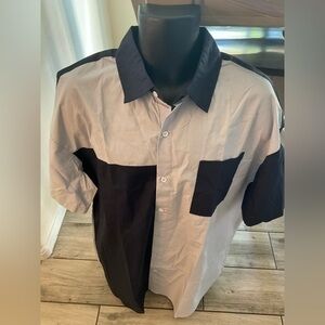 Men’s used button front block color SHEIN shirt size XL short sleeve